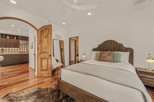 Bedroom, Interior, Kitchen, Recessed Lighting, Wood Texture Flooring