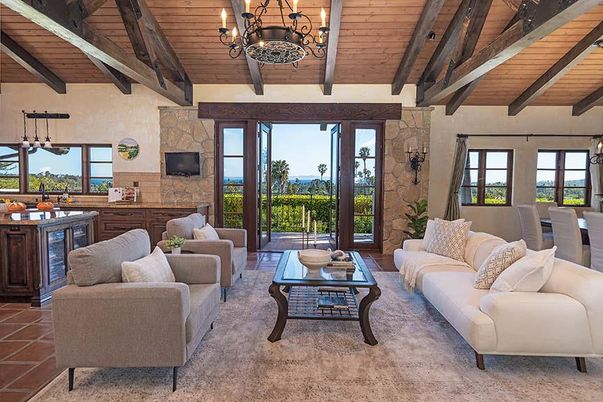 Chandelier, Interior, Living room, Stone Walls, Water, Wooden Beams, Wooden Ceilings