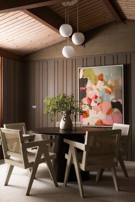 Dining room, Interior, Pendant Lights, Wooden Ceilings, Wooden Walls