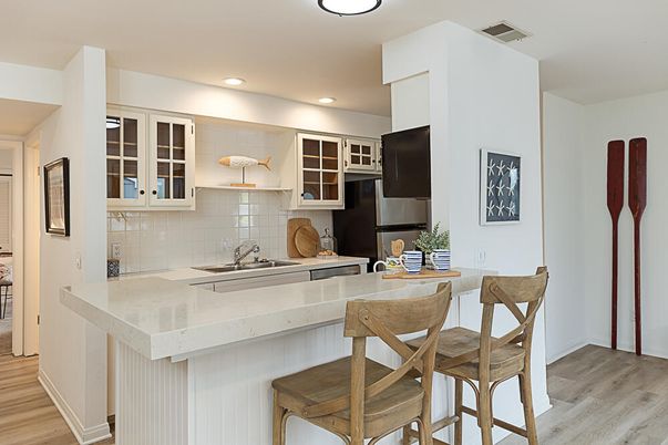 Interior, Kitchen, Recessed Lighting, Wood Texture Flooring