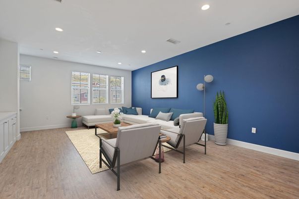 Interior, Living room, Recessed Lighting, Wood Texture Flooring