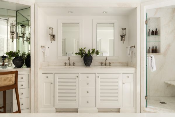 Bathroom, Dual Sink Vanities, Glass Shower, Interior, Recessed Lighting