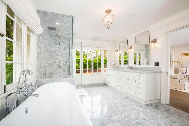 Bathroom, Dual Sink Vanities, Free Standing Baths, Glass Shower, Interior, Recessed Lighting