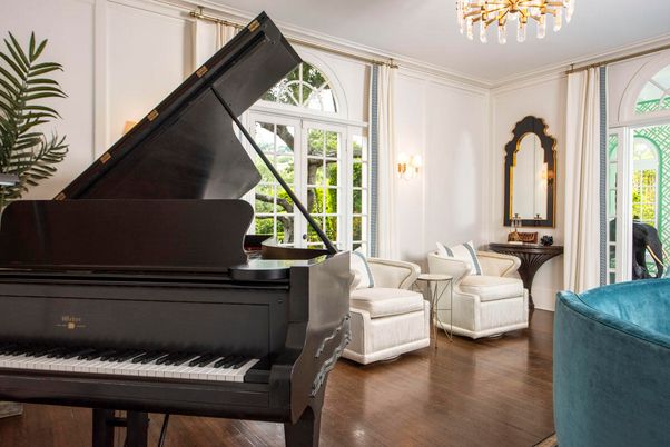 Interior, Pendant Lights, Piano, Wood Texture Flooring