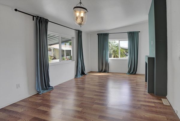 Empty room, Interior, Pendant Lights, Wood Texture Flooring