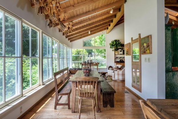 Dining room, Interior, Wooden Beams, Wooden Ceilings, Wood Texture Flooring