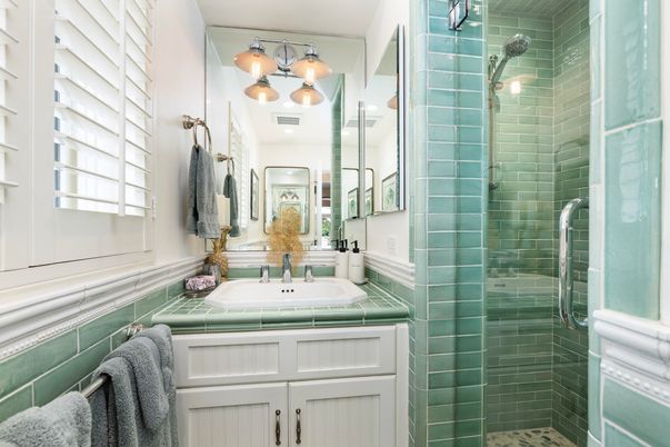 Bathroom, Glass Shower, Interior, Tile Countertops