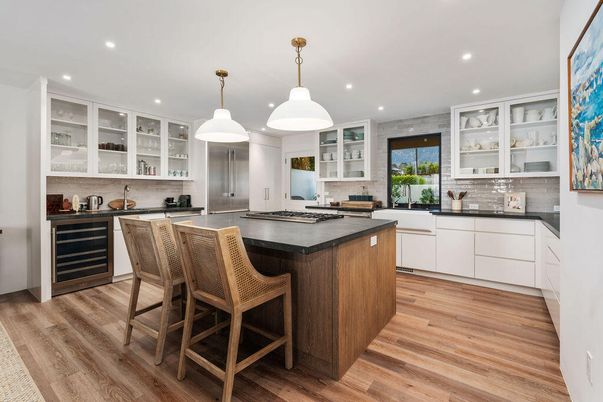 Interior, Kitchen, Pendant Lights, Recessed Lighting, Wood Texture Flooring