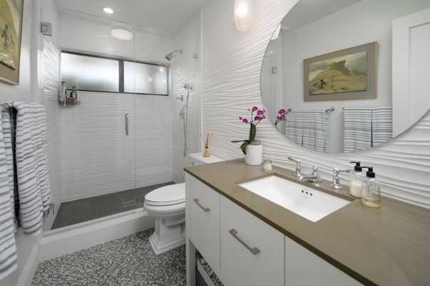 Bathroom, Glass Shower, Interior, Recessed Lighting