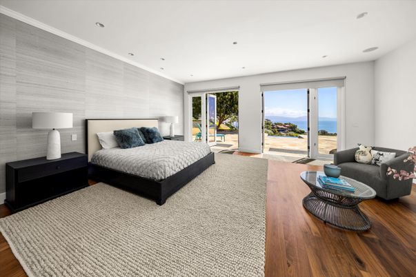 Bedroom, Interior, Recessed Lighting, Water, Wood Texture Flooring