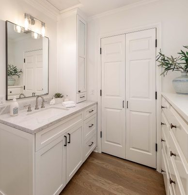 Bathroom, Dual Sink Vanities, Interior, Wood Texture Flooring
