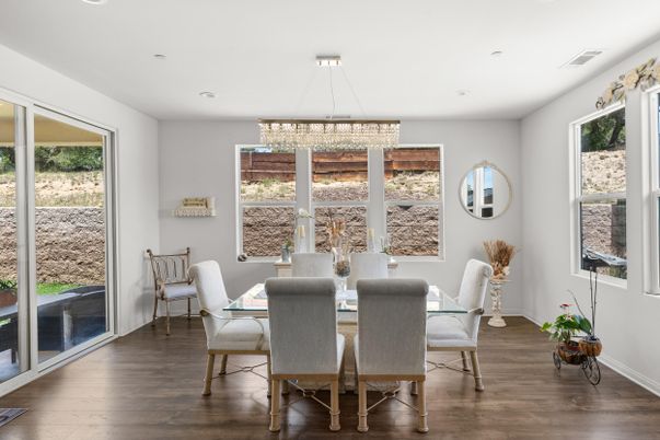 Chandelier, Dining room, Interior, Recessed Lighting, Wood Texture Flooring