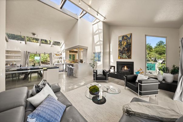 Dining room, Fireplace, Interior, Living room, Pendant Lights