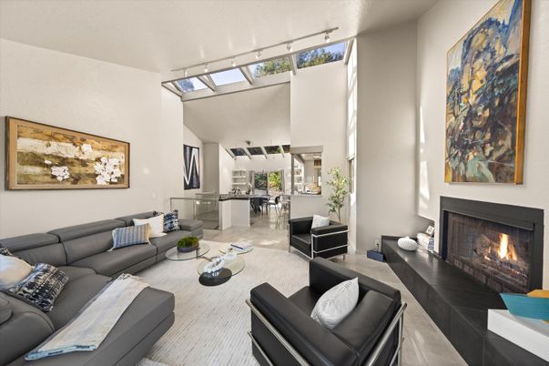 Dining room, Fireplace, Interior, Living room, Pendant Lights