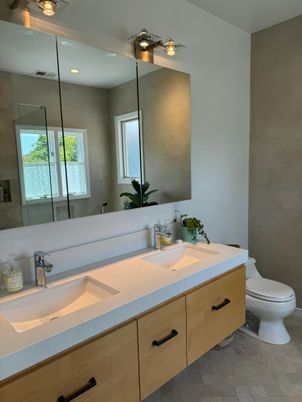 Bathroom, Dual Sink Vanities, Glass Shower, Interior, Recessed Lighting