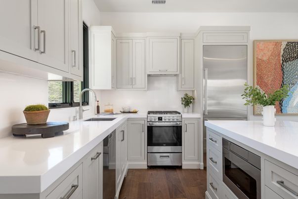 Interior, Kitchen, Stainless Steel Appliances, Wood Texture Flooring