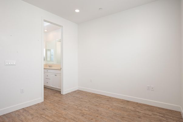 Bathroom, Empty room, Interior, Recessed Lighting, Wood Texture Flooring