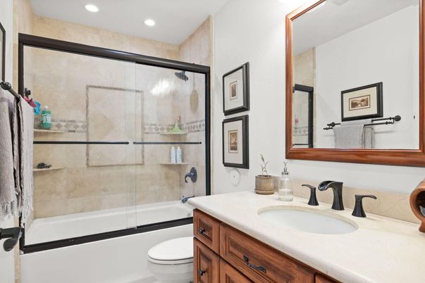 Bathroom, Glass Shower, Interior, Recessed Lighting