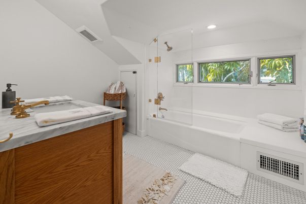 Bathroom, Glass Shower, Interior, Recessed Lighting