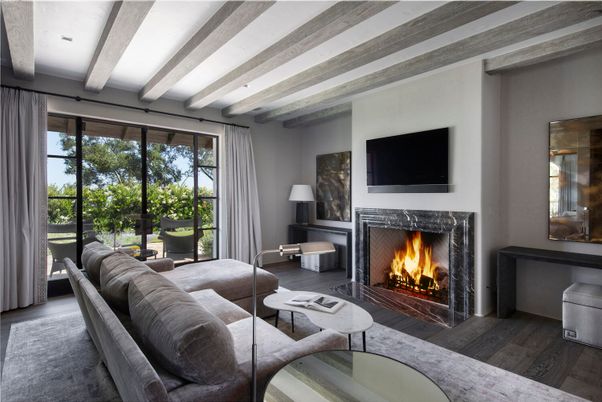 Fireplace, Interior, Living room, Wooden Beams, Wood Texture Flooring