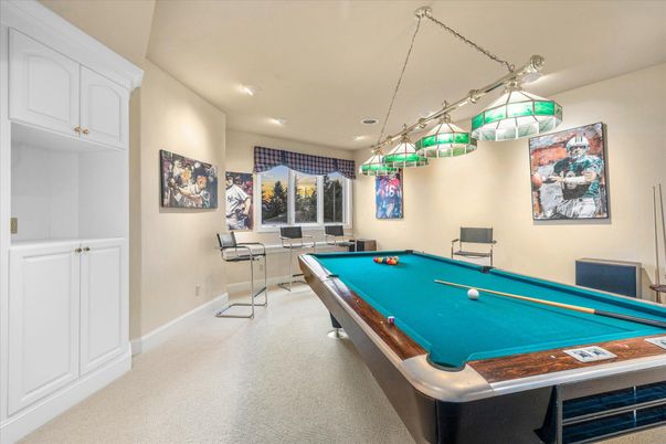 Billiard Table, Game Room, Interior, Pendant Lights, Recessed Lighting