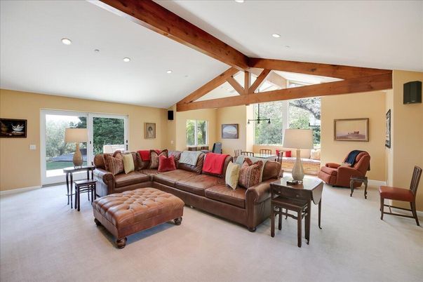 Interior, Living room, Recessed Lighting, Wooden Beams