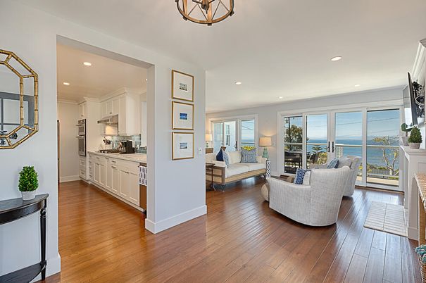 Interior, Kitchen, Living room, Recessed Lighting, Water, Wood Texture Flooring