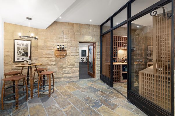 Interior, Pendant Lights, Recessed Lighting, Stone Walls, Wine Storage