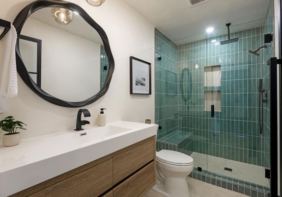 Bathroom, Glass Shower, Interior, Recessed Lighting