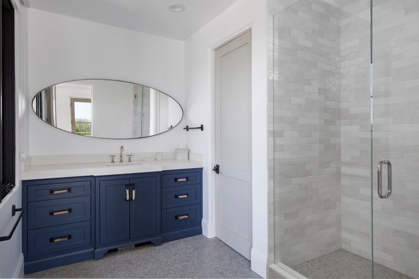 Bathroom, Glass Shower, Interior, Recessed Lighting
