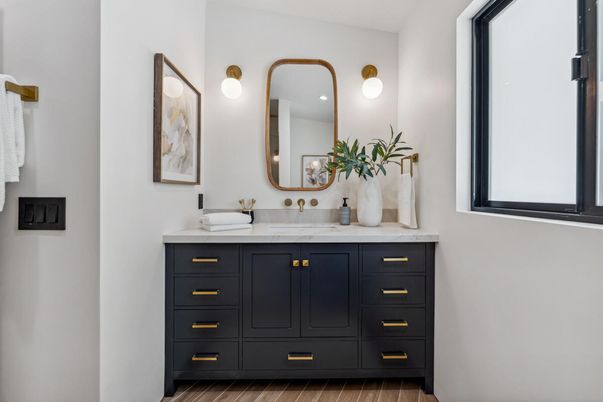 Bathroom, Dual Sink Vanities, Interior, Wood Texture Flooring