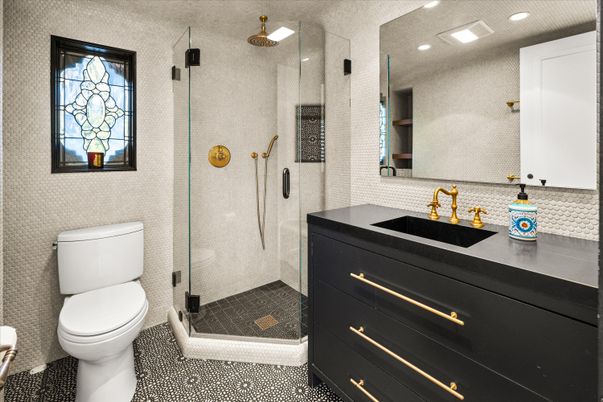 Bathroom, Glass Shower, Interior, Recessed Lighting