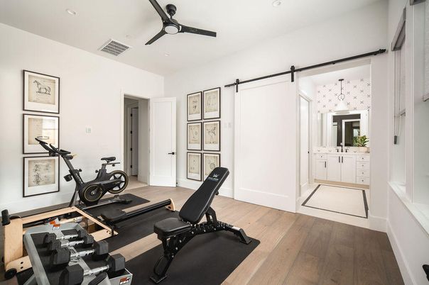 Fitness Equipment, Interior, Recessed Lighting, Wood Texture Flooring