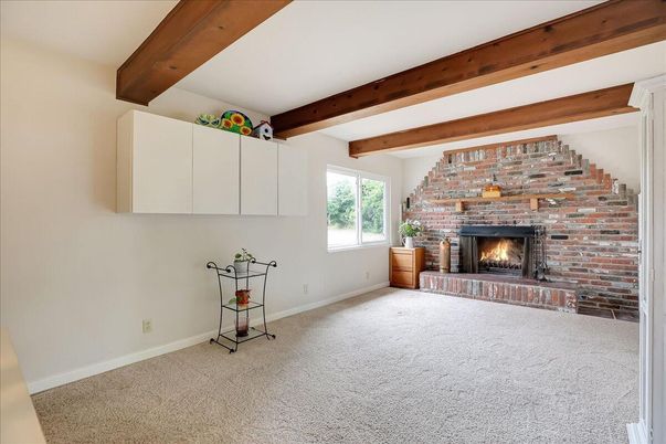 Fireplace, Interior, Stone Walls, Wooden Beams