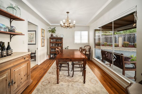 Chandelier, Dining room, Interior, Wood Texture Flooring