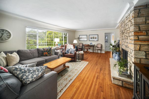 Fireplace, Interior, Living room, Stone Walls, Wood Texture Flooring