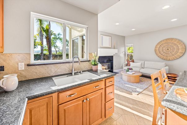 Fireplace, Interior, Kitchen, Living room, Recessed Lighting