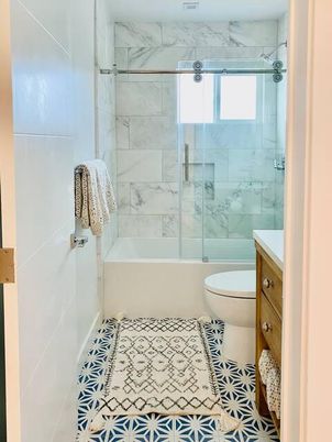 Bathroom, Glass Shower, Interior, Marble Walls