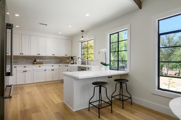 Interior, Kitchen, Pendant Lights, Recessed Lighting, Wood Texture Flooring