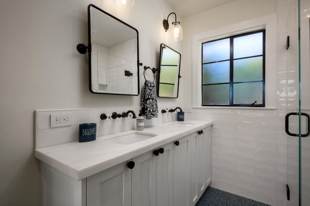 Bathroom, Dual Sink Vanities, Glass Shower, Interior