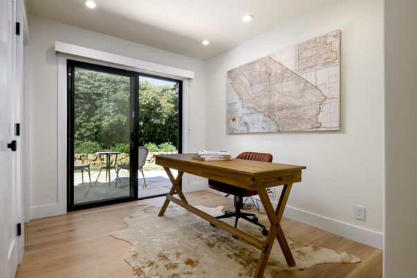 Home Office, Interior, Recessed Lighting, Wood Texture Flooring