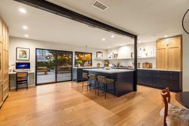 Interior, Kitchen, Pendant Lights, Recessed Lighting, Wood Texture Flooring