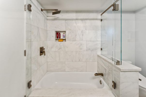 Bathroom, Glass Shower, Interior, Marble Walls