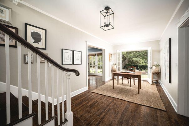 Home Office, Interior, Pendant Lights, Wood Texture Flooring
