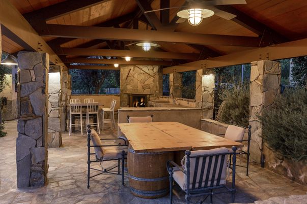 Exterior, Fireplace, Wooden Beams