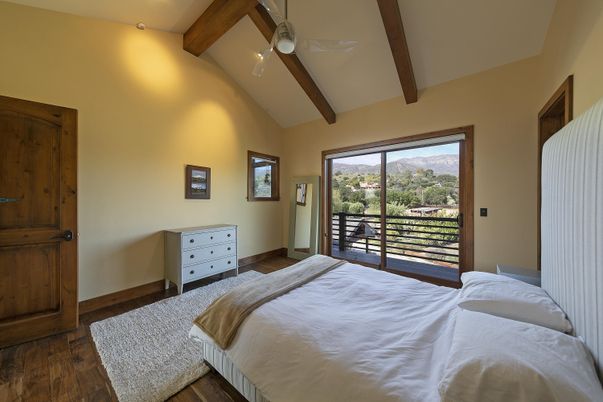 Bedroom, Interior, Recessed Lighting, Wooden Beams, Wood Texture Flooring