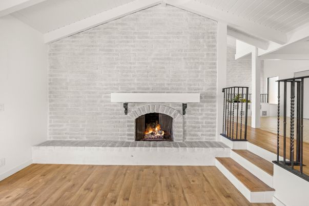 Fireplace, Interior, Stone Walls, Wood Texture Flooring