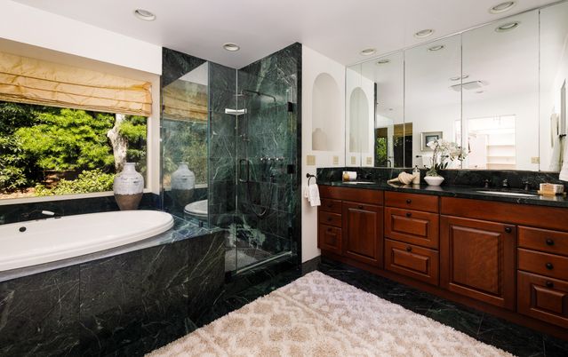 Bathroom, Dual Sink Vanities, Glass Shower, Interior, Recessed Lighting