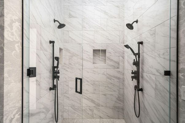 Bathroom, Glass Shower, Interior, Marble Walls