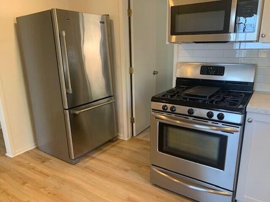 Interior, Kitchen, Stainless Steel Appliances, Wood Texture Flooring